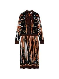 Gucci belt-print pleated-design Midi Dress | Black | FARFETCH at Farfetch